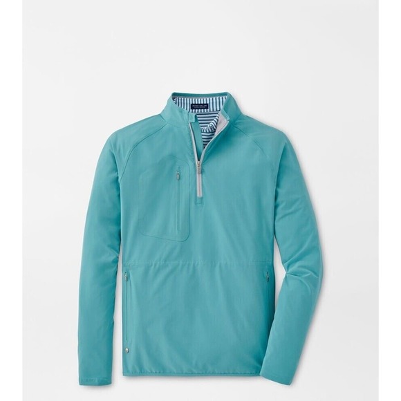 Peter Millar Excursionist Flex Performance Q-Zip Pullover Merino Wool Teal XXL - Picture 6 of 16